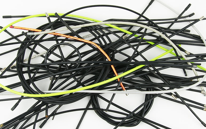 bicycle bowden cables ready to be recycled