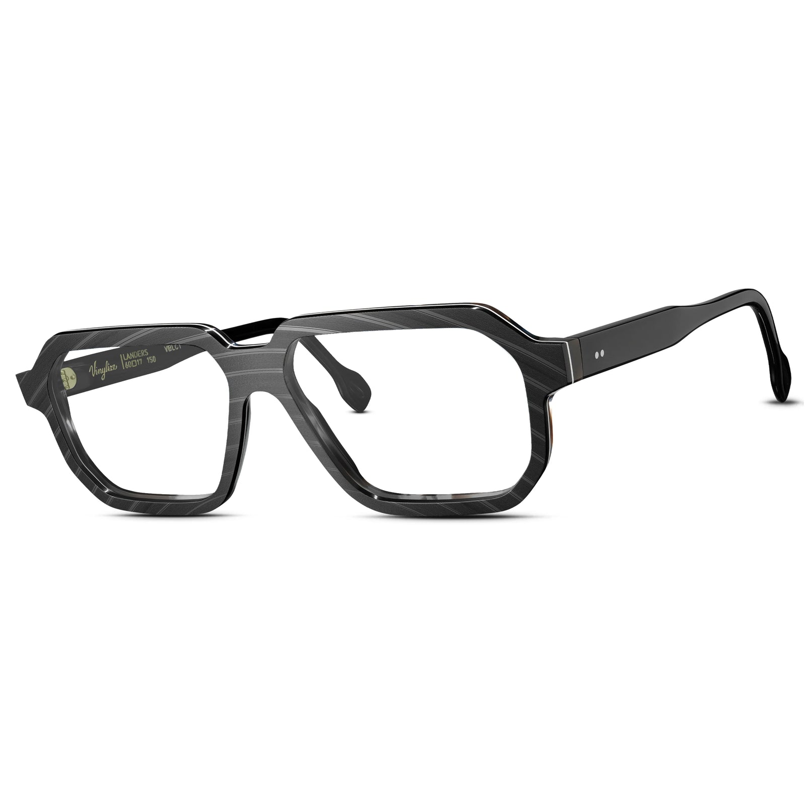 Vinylize handcrafted rectangular eyeglass frame made from recycled vinyl records