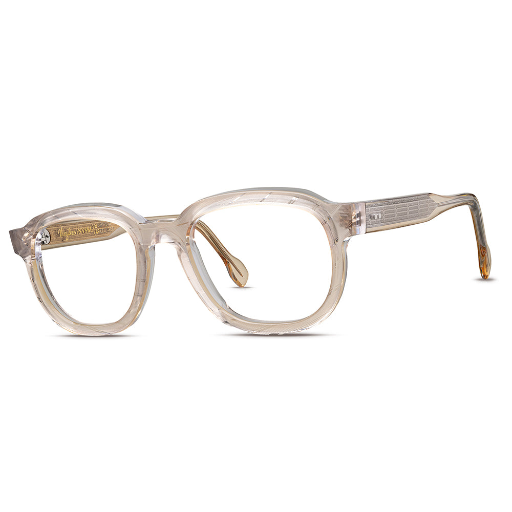 Vinylize Barrow eyeglasses handcrafted from upcycled vinyl records, featuring a bold rectangular black frame with a matte finish.

