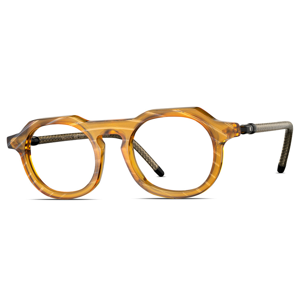 Mercury eyeglasses by Vinylize featuring round rims and a dropped bridge
