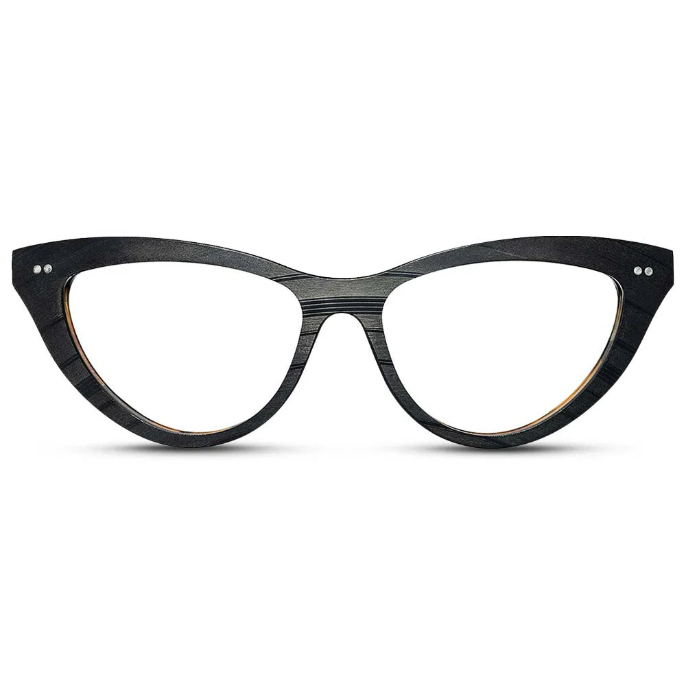 Black, medium-sized, full-frame metal eyeglasses.