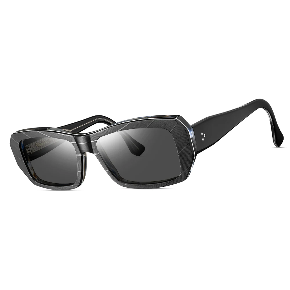 Black sunglasses with a reflective lens 