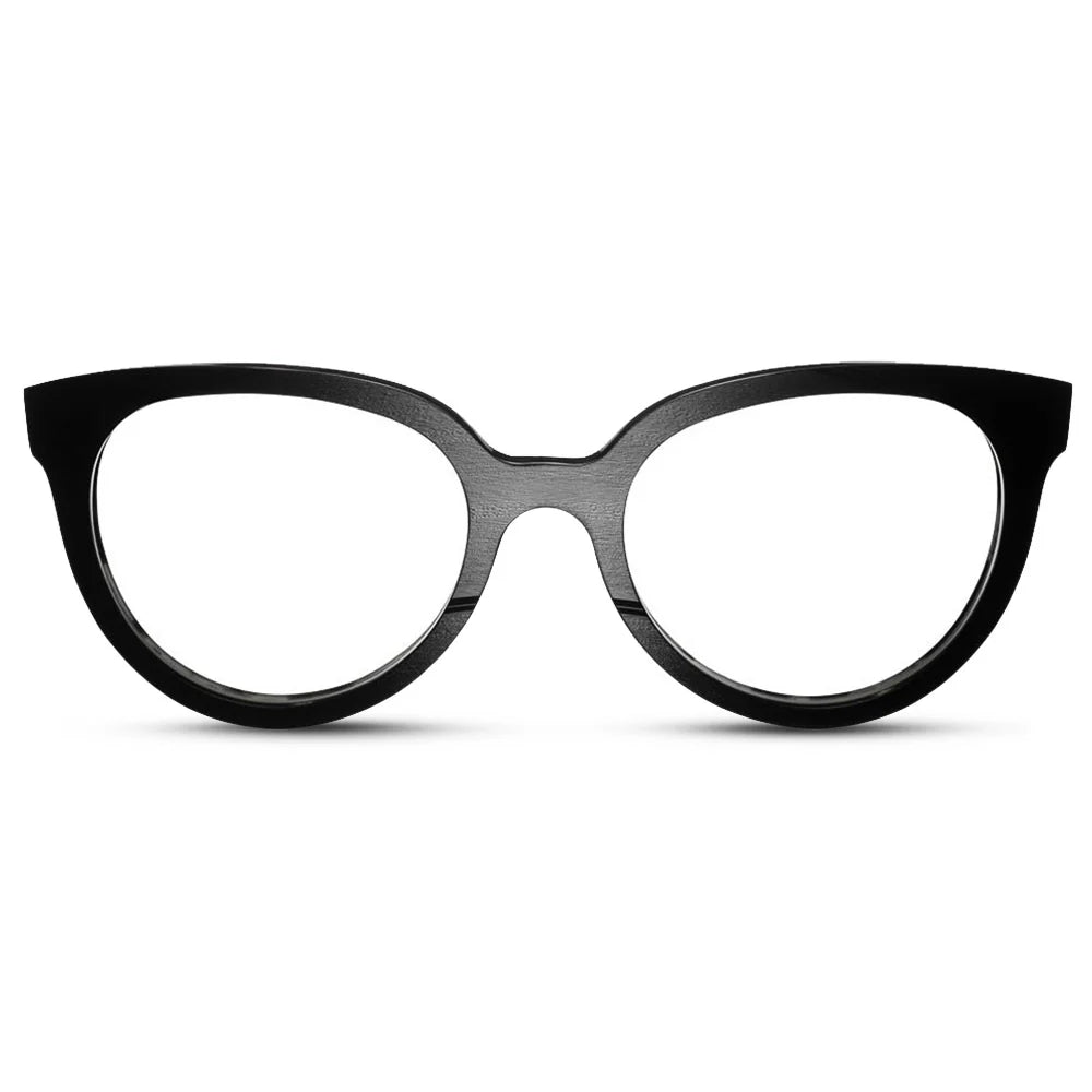 Cat-eye style with a plastic frame eyewear.
