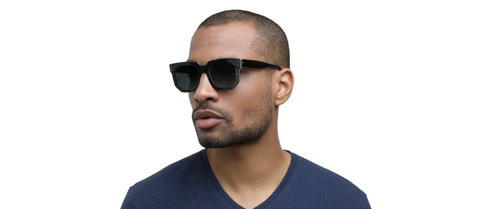 Hazel Polarized sunglasses by Vinylize with handcrafted repurposed vinyl frames
