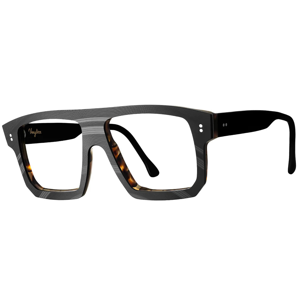 Black full-frame eyeglasses with a rectangular design, suitable for optical lenses or ready to wear as sunglasses.