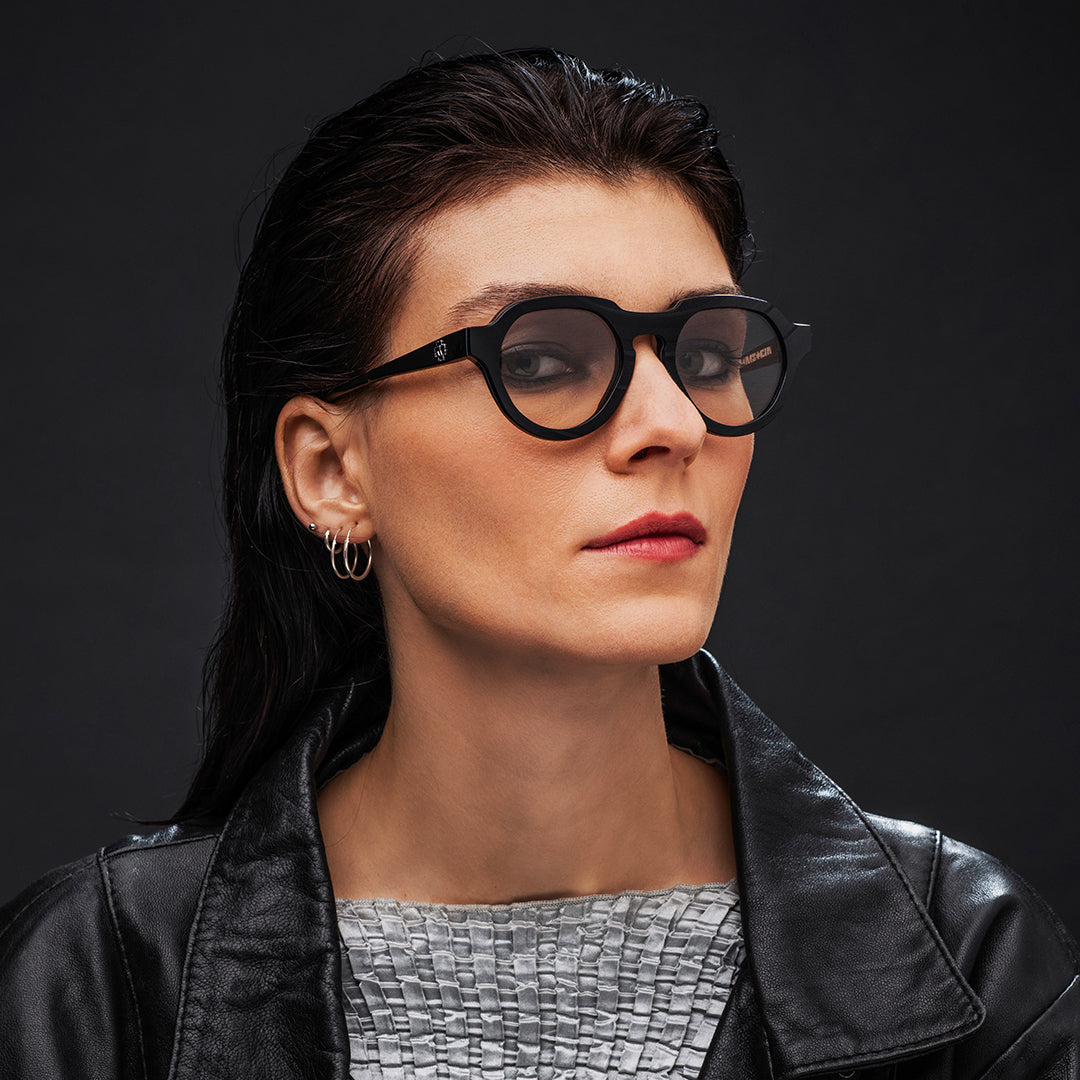 Black Vinylize Rammstein sunglasses with a white background