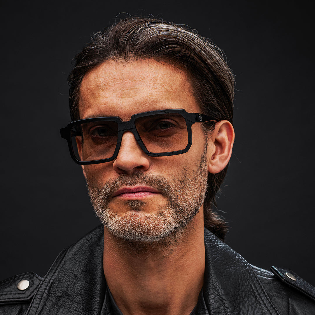 Black Vinylize Rammstein frames gradient lenses on a white background