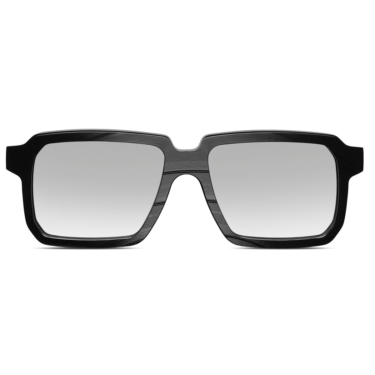 Black Vinylize Rammstein sunglasses with silver reflective lenses on a white background