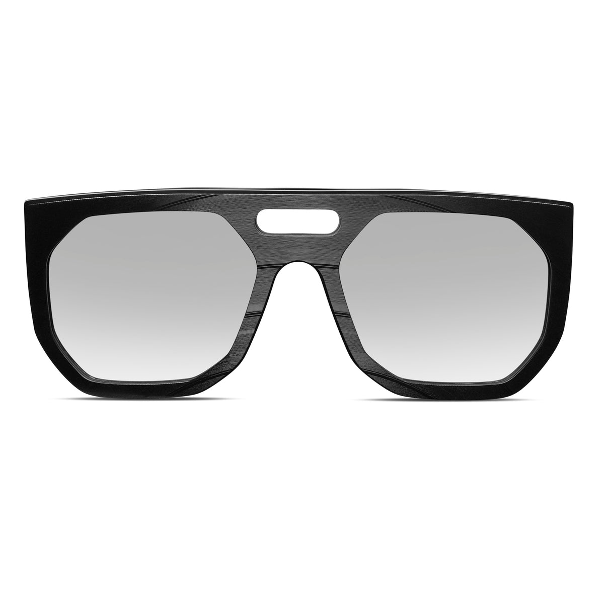 Black Vinylize Rammstein sunglasses with silver reflective lenses on a white background
