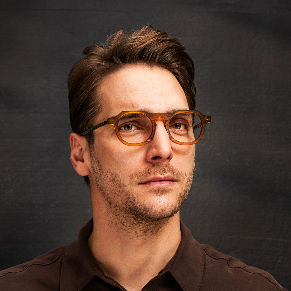 Mercury eyeglasses by Vinylize featuring round rims and a dropped bridge
